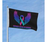 Résistants Aux Intempéries Drapeau Personnalisé Sensibilisation Au Cancer De La Thyroïde Pirate Drapeaux Couleurs Vives Drapeaux Bannières Pour Décoration D'Intérieur, Jardin, Festival, 3X5 Ft