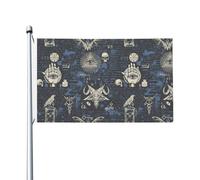 Résistants Aux Intempéries Drapeaux 90X150Cm Démon Baphomet Satanique Tête De Chèvre Crâne Occulte Pirate Drapeaux Parfait Drapeau Personnalisé Pour Cadeau D'Anniversaire, Terrasse