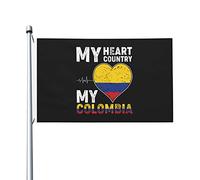 Résistants Aux Intempéries Drapeaux 90X150Cm Mon Cœur, Mon Pays, Ma Colombie Drapeau Personnalisé Polyester Drapeau De Jardin Pour Décoration D'Halloween, Cadeau D'Anniversaire, Jardin