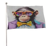 Résistants Aux Intempéries Drapeaux Bannières Gorille Cool Avec Des Lunettes Drapeau Personnalisé Individualité Drapeau De Jardin Pour Décoration D'Halloween, Festival, Cadeau De Noë, 3X5 Ft