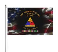 Résistants Aux Intempéries Suspendus Fanion 2E Division Blindée - Vétéran De L'Opération Tempête Du Désert Décoratifs Pour Extérieur Manif Anniversaire 90X150Cm