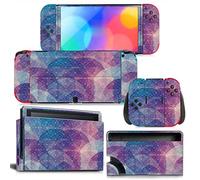 RESKIO Autocollant pour Switch OLED Skin Sticker Decal Cover pour Switch OLED Console Skin Dock Joy Con Wrap Full Wrap Skin pour NS OLED Vinyl 93245 Autocollant l'adhérence