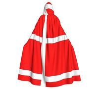 ResKiu Cape à capuche unisexe avec drapeau danois du Danemark, pleine longueur pour Noël, Halloween, cosplay