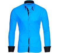 Reslad Chemise à manches longues à couleurs contrastées coupe étroite - Alabama RS 7050 - turquoise - Small