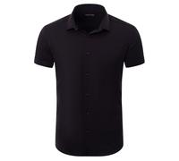 Reslad Chemise pour Homme à Manches Courtes Coupe Ajustée | Chemises de Loisirs pour l'Été | Chemises Stretch pour Homme avec un Confort Optimal | Chemise Élégante pour Hommes d'Affaires RS-7025, Noir