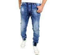 Reslad Pantalon de jogging en jean pour homme Coupe slim RS-2073 - Bleu - Small