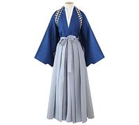 Resnan Kimono de samouraï japonais pour arts martiaux - Tenue de sport Hakama Aikido Kendo - Pantalon traditionnel (bleu, taille XL)