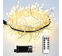 RESNICE Guirlande Lumineuse de 15 m Type Pétard avec 500 LED Blanc Chaud, Prise Secteur, Fil d'Argent en Grappes pour Intérieur avec Télécommande, pour Sapin de Noël, Plantes, Chambre, Jardin
