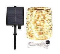 RESNICE Guirlande lumineuse solaire d'extérieur 200FT 600 LED en fil de cuivre étanche 8 modes pour jardin, jardin, terrasse, porche, arbre, mariage, décoration de fête (blanc chaud)