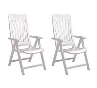 RESOL Blanes Set 2 Fauteuils de Jardin. Recliners 5 Position, avec Haut Dossier et accoudoirs | Léger et Confortable avec 5 Multiposition, Pliable - Couleur Blanc