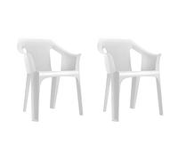 RESOL Cool Set 2 chaises de Jardin avec accoudoirs, empilable | Fauteuil Design Moderne, léger et Durable, Filtre Solaire UV | pour Patio, Balcon ou terrasse, Salle à Manger extérieure - Blanc
