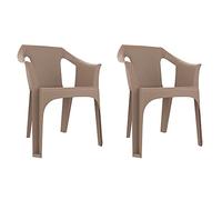 RESOL Cool Set 2 chaises de Jardin avec accoudoirs, empilable | Fauteuil Design Moderne, léger et Durable, Filtre Solaire UV | pour Patio, Balcon ou terrasse, Salle à Manger extérieure - Sable
