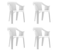 RESOL Cool Set 4 chaises de Jardin avec accoudoirs, empilable | Fauteuil Design Moderne, léger et Durable, Filtre Solaire UV | pour Patio, Balcon ou terrasse, Salle à Manger extérieure - Blanc
