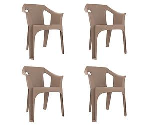 RESOL Cool Set 4 chaises de Jardin avec accoudoirs, empilable | Fauteuil Design Moderne, léger et Durable, Filtre Solaire UV | pour Patio, Balcon ou terrasse, Salle à Manger extérieure - Sable