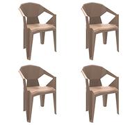 RESOL Delta Set 4 chaises de Jardin avec accoudoirs, empilable | Fauteuil Design Moderne, léger et Durable, Filtre Solaire UV | pour Patio, Balcon ou terrasse, Salle à Manger extérieure - Sable