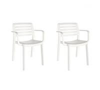 resol Groupe GARBAR Wind Lot de 2 chaises avec accoudoirs intérieur, extérieur | Jardin, terrasse, Balcon, Salon, Cuisine, Salle à Manger | Design, léger, empilable | Blanc