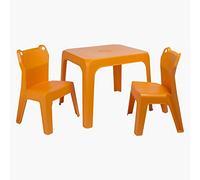 RESOL Jan Frog Set 1 Table + 2 chaises pour Enfants | en Plastique, Empilables et très Facile Nettoyage et Entretien | Table + 4 chaises Orange