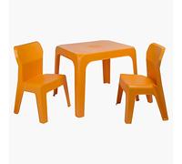 RESOL Jan Set 1 Table + 2 chaises pour Enfants | en Plastique, Empilables et très Facile Nettoyage et Entretien | Table + 4 chaises Orange