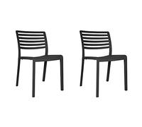 Resol Lama Set 2 chaises pour extérieur ou intérieur | Jardin, Terrasse, Balcon, Salle à Manger | Empilables - léger et Durable | Design Moderne | Gris Foncé