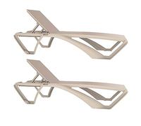 Resol Marina Chaise Longue Extérieur Set 2 | Jardin, terrasse, Plage, Piscine | désign, léger, empilable, inclinable, Roues, Dessous de Verre | STR. Ivoire - Text. Beige