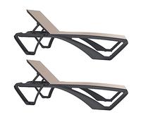 Resol Marina Chaise Longue Extérieur Set 2 | Jardin, terrasse, Plage, Piscine | désign, léger, empilable, inclinable, Roues, Dessous de Verre | STR. Gris Foncé - Text. Beige