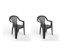 Resol New Pals Set 2 chaises en Plastique avec accoudoirs, léger et empilable. Fauteuil pour l'événement extérieur ou intérieur | Jardin et terrasse | Facile d'entretien et Filtre UV - Anthracite