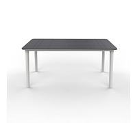 RESOL Noa Table de salle à manger de jardin rectangulaire 160 x 90 cm | 4 ou 6 personnes | Élégant et robuste | Protection UV pour une utilisation extérieure dans un patio, une terrasse ou un porche - Couleur grise - Pieds blancs