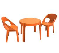 resol Rita Set Enfant de 2 chaises et 1 Table, Plastique et polypropylène, Orange, 60 x 51 x 78 cm, Lot de 3