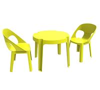 resol Rita Set Enfant de 2 chaises et 1 Table, Plastique et polypropylène, Vert Lime, 60 x 51 x 78 cm, Lot de 3