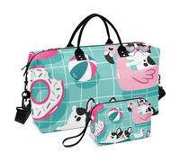 Resort Law Fighting Dogs with Flamingos Large Travel Bag Weekender Bag Sport Training Bag with Adjustable Strap for Travel Folding, Resort Law Combat les chiens avec flamants roses, 1 size