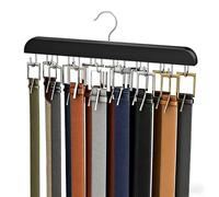 Resovo Cintre de Ceinture pour Placard Max 42 Ceintures, Organisateur de Ceinture, Accessoires de Placard avec 14 Crochets, Porte-Ceinture en Bois Robuste pour organiseurs de placards et Rangement -