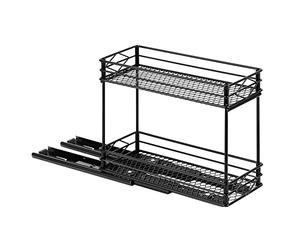 RESOYE Étagère à épices à 2 étages - Organiseur à épices pliable pour placard, comptoir coulissant, porte-bouteille pour cuisine et salle de bain Noir 26.4 x 11.2 x 22.5 cm/10.4 x 4.4 x 8.85 inch