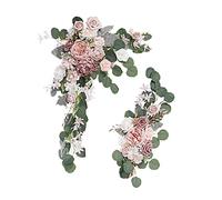 RESOYE Lot de 2 guirlandes artificielles à motifs floraux en soie, motif floral, pour mariage, décoration florale, pour réception, champagne