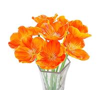 RESOYE Lot de 20 coquelicots artificiels orange en soie de 33 cm pour loisirs créatifs, décoration de fête (sans vase)