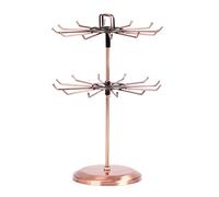 RESOYE Présentoir à bijoux rotatif à double couche avec 24 crochets, support de rangement pour comptoir - Bronze, 1 pièce