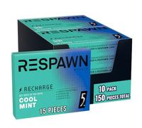 RESPAWN by 5 Sugar Free Focus Chewing-gum : 15 bâtonnets (paquet de 10) - Pour les joueurs - Cool Mint