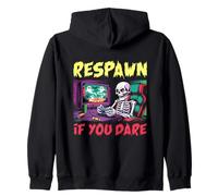 Respawn If You Dare Skeleton Gamer Jeu d'halloween Amusant Sweat à Capuche