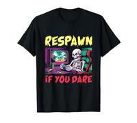 Respawn If You Dare Skeleton Gamer Jeu d'halloween Amusant T-Shirt