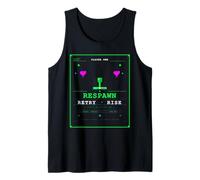 Respawn Retry Rise - Retro Pixel Gaming Neon Art Gamer Design Débardeur