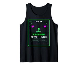 Respawn Retry Rise - Retro Pixel Gaming Neon Art Gamer Design Débardeur