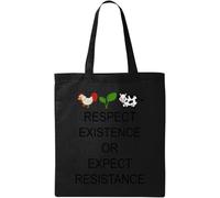 Respect existence or Expect Resistance Sac fourre-tout en coton écologique naturel Noir Taille unique, noir, One Size