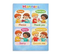 Respect Kindness Manners Chart Canvas Print Wall-Art Behavior Poster for Room Home Decor(Unframed,08x12inch(20x30cm))