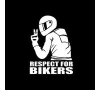 Respect pour les Cyclistes Autocollant Réfléchissant, KIMISS 15 * 11cm Respect pour les Motards Autocollant de Moto Autocollants de Voiture Autocollant de Décoration de Voiture de (Blanc)