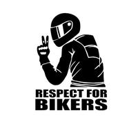 Respect pour les Cyclistes Autocollant Réfléchissant, KIMISS 15 * 11cm Respect pour les Motards Autocollant Moto Stickers Voiture Autocollants de décoration de Voiture (Noir)