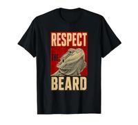 Respect The Beard Funny Fier Bearded Dragon Bold Distressed T-Shirt Graphique avec Valeur, Homme, Noir, M