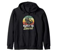 Respect The Beard Vintage Sunset Barbu Dragon Lizard Lover Sweat à Capuche