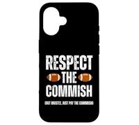 Respect The Commish Funny Fantasy Football Commissioner Coque pour iPhone 16