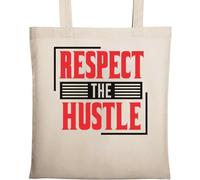 Respect The Hustle Red Graphic Sac fourre-tout en coton écologique naturel Beige