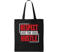 Respect The Hustle Red Graphic Sac fourre-tout en coton écologique naturel Noir, Noir , Taille unique