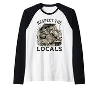 Respect The Locals Raccoon Funny Street Cats Respect Locaux Manche Raglan